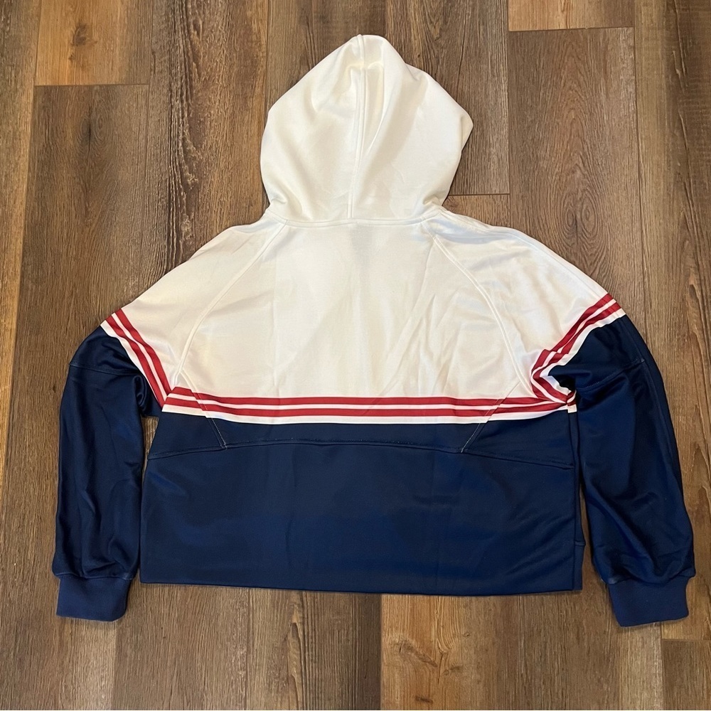 Y2K Nautical ANCHOR Half Zip Hoodie Jacket Pullover Cropped Women's XL Oversized - Picture 3 of 16